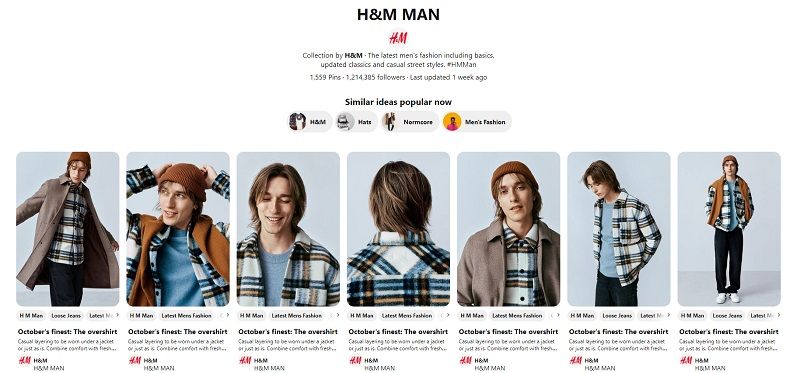Pinterest account of H&M - DSers