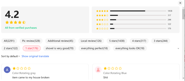 negative reviews - DSers