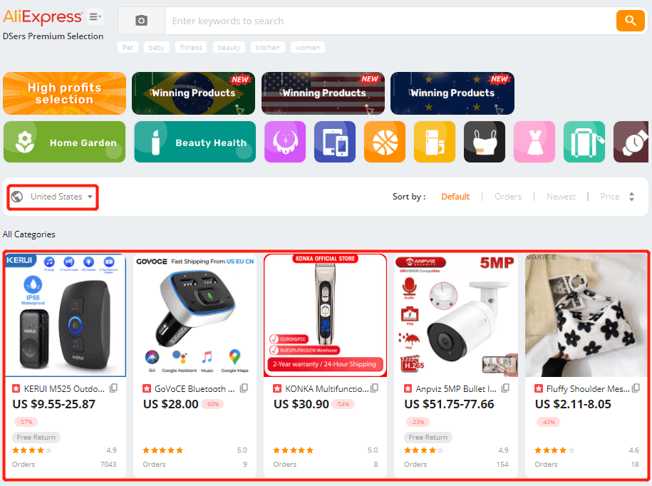 Look for AliExpress suppliers with local warehouses - DSers