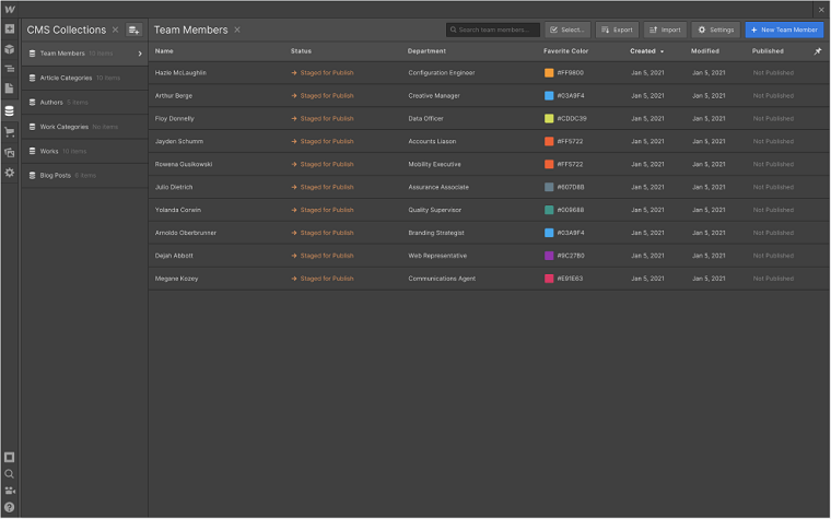 2. Webflow Content Management System (CMS) - DSers