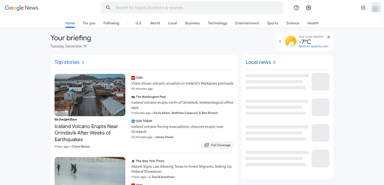 Google News Homepage - DSers