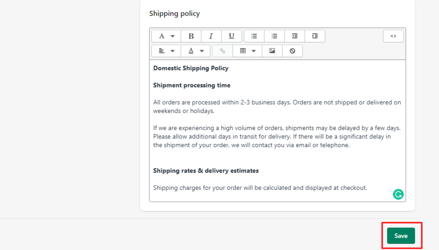 Review your policies and save them - DSers