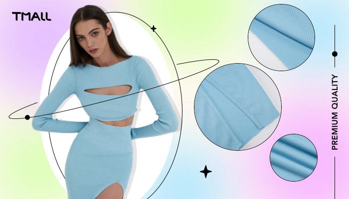 Blue hollow out knitting suit - DSers